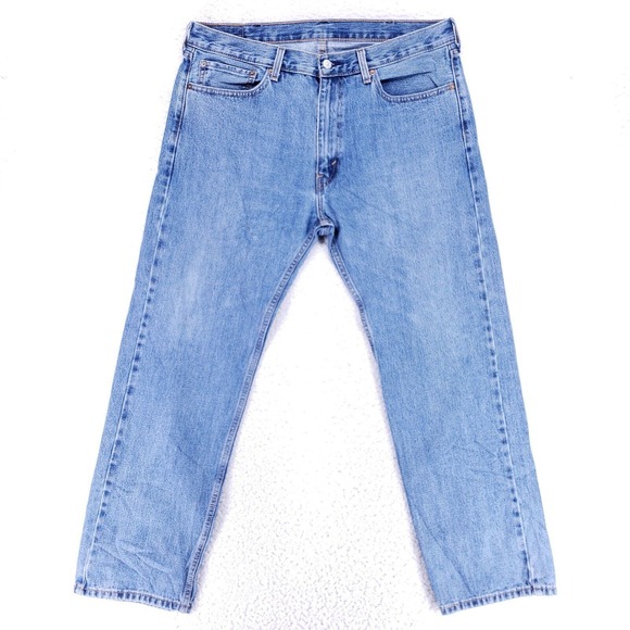 Levis 505 Jeans Denim Cotton Men SZ 38x32 Blue Straight Stretch VTG Mid Rise 90s - Picture 1 of 12